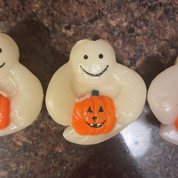 Vintage Ghost Halloween Candles Painted Jack-o-lantern Pumpkin Retro Classic - Picture 2 of 3